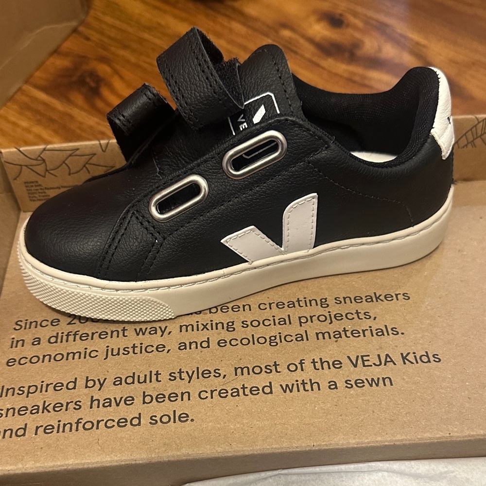 Veja Kids Black Sneakers with White Details